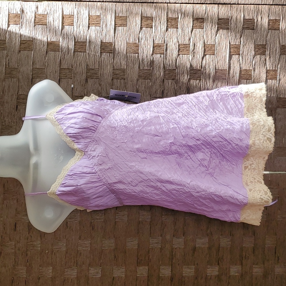 DNKY Jeans Silk Spaghetti Strap Tank Top - Crinkle Look - Purple - NWT - Size 4